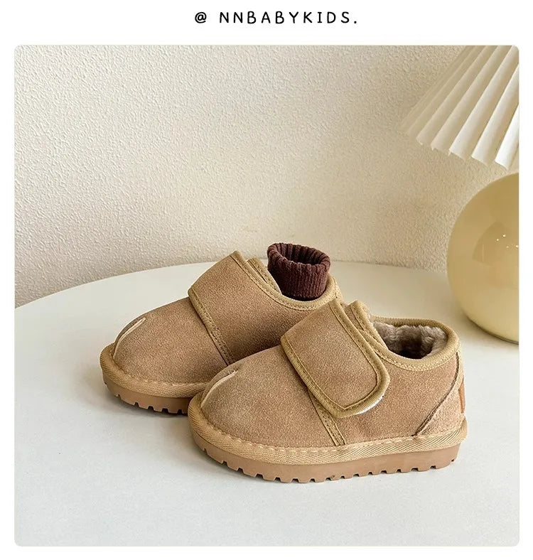 Baby New Winter Snow Boots Warm Plush Leather Toddler Shoes Fashion Boys Girls Anti-slip Rubber Sole Baby Sneakers Infant Boots