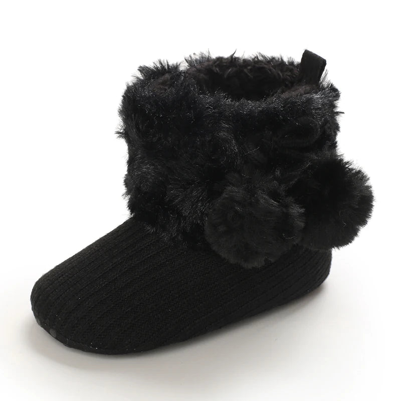 Autumn and Winter Baby Plush Thick Warm Cotton Shoes 0-18 Months Soft Soled Comfortable Non Slip Boots