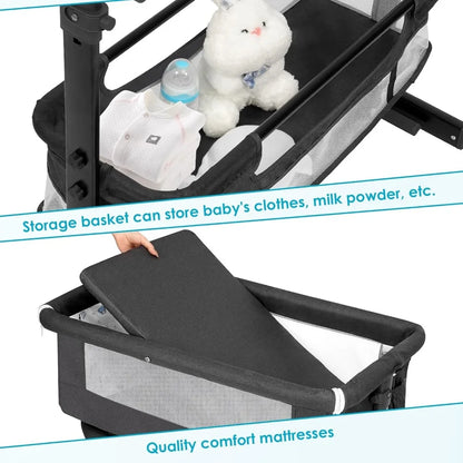 Baby Bassinet, Baby Basinet Bedside Sleeper, Easy to Fold Portable Crib Side Bassinet 2026 new Style Girl/boy bassinets