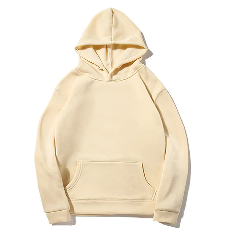 New Fashion Loose Hoodies For Men Spring and Autumn Casual Hooded Sweatshirt Men's Simple Tops Solid Color Thick Clothing Male