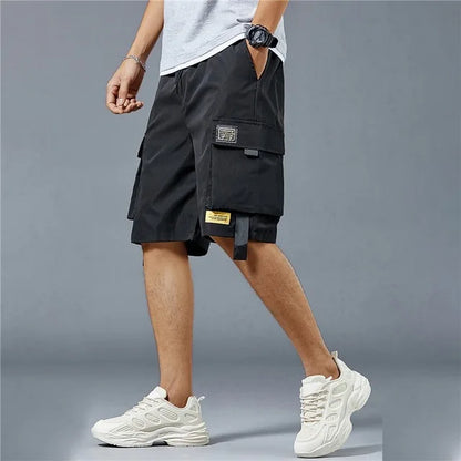2025 New Summer Men Trend Cargo Shorts Men's Letter Print Pocket Shorts Fashion Casual Straight Shorts Male Ropa Hombre