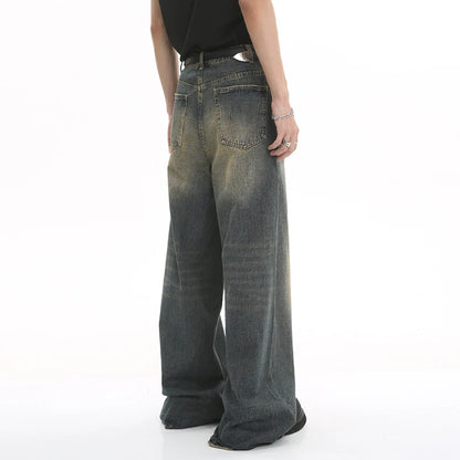LUZHEN Old Male Pants Autumn Blue Washed Men Denim Jeans Straight Casual Men wear Loose Wide Leg Trousers 2026 New Fashion 9C354