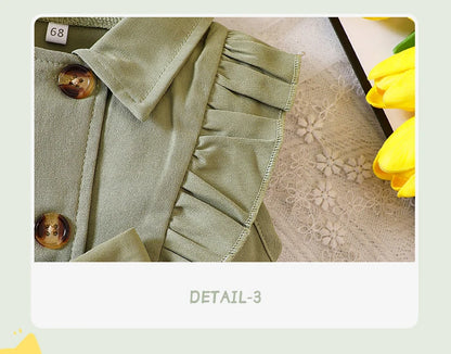 Wholesale Kids Girls Retro Solid Color Trench Belted Dress Double Breasted Elegant Summer Baby Dress