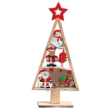 Holiday Wooden Decoration Compact Wooden Christmas Tree Wooden Tabletop Christmas Tree Christmas Party Ornament For Shelf Table