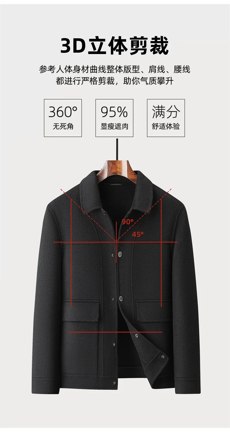 2025 Autumn/Winter New Double sided Woolen Coat High end Fabric Korean Edition Fashion Pure Handmade Woolen Coat Work Style