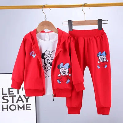 Baby Girls Boys Mickey Minnie Clothing Sets Spring Autumn Kids Outfits Hoodie +T-shirt + Pants Tracksuit Children Sport Suit