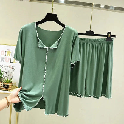 Modal loose short-sleeved shorts home clothes women summer thin style can be worn outside pajamas set versatile casual two