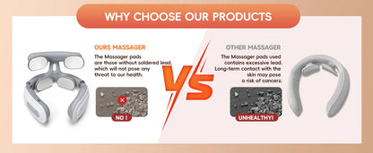 Smart Neck and Shoulder Massager-4 Massager pads,6 modes and 16 levels,Portable Cordless USB Charging Gift for Men & Women