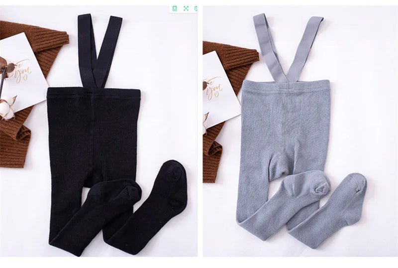 Baby Cute Knitted Tights Boys Girls Pantyhose Casual Suspender Tights Infant Toddler Autumn Spring Leggings Solid Color Clothing