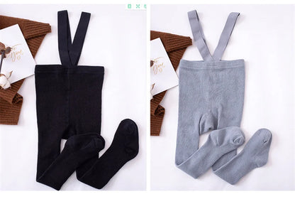 Baby Cute Knitted Tights Boys Girls Pantyhose Casual Suspender Tights Infant Toddler Autumn Spring Leggings Solid Color Clothing