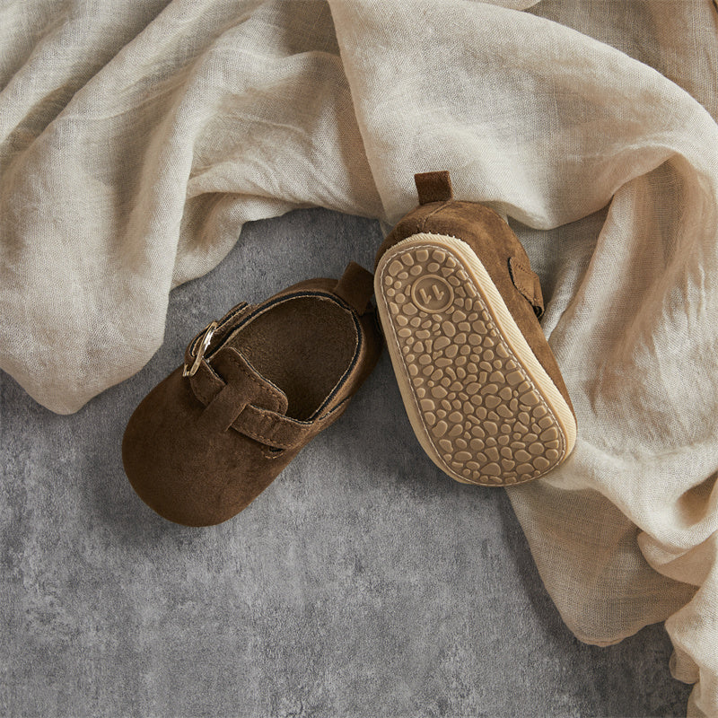0-18M Newborn Baby First Walking Shoes Soft Cow Suede Sole Rubber Non-slip Walking Shoes Newborn Boys Girls Casual Flats