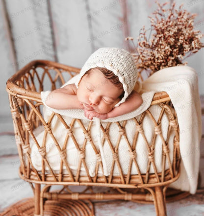 Baby Cribs Newborn Photography Props Bed Storage Basket Doll Bed Chair Rattan Furniture for Newborns Babe Posing Props
