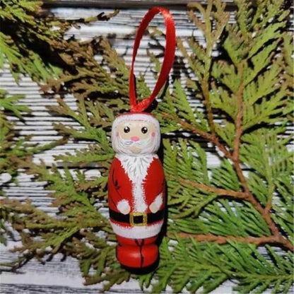 Christmas Wood Novel Holiday Hanging Party Decors Funny Santa Ornament Christmas Tree Decoration