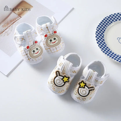 Cotton Newborn Baby Shoes Cartoon Pattern First Walkers for Girl Boy Plaid Soft Sole Walking Sandals 0-12month