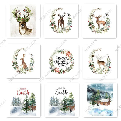 Holiday Décor Christmas Theme Posters Prints Nordic Wall Art Canvas Painting Pictures Home Room Decor Christmas Gifts