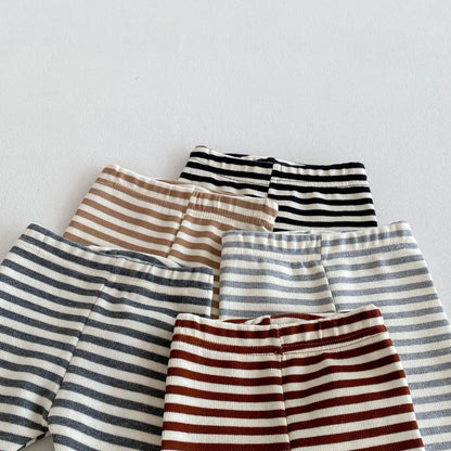 2025 Autumn New Baby Leggings Cotton Girls Striped Patchwork Leggings Infant Stretch Pants Toddler Trousers Boys Clothes