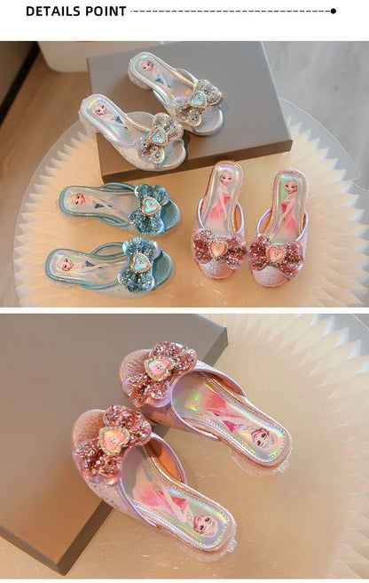 Disney Frozen Elsa Shoes For Girls Children Cartoon Princess Flats Kids Beach Home Shoes Inside Outside Slippers Size 26-36