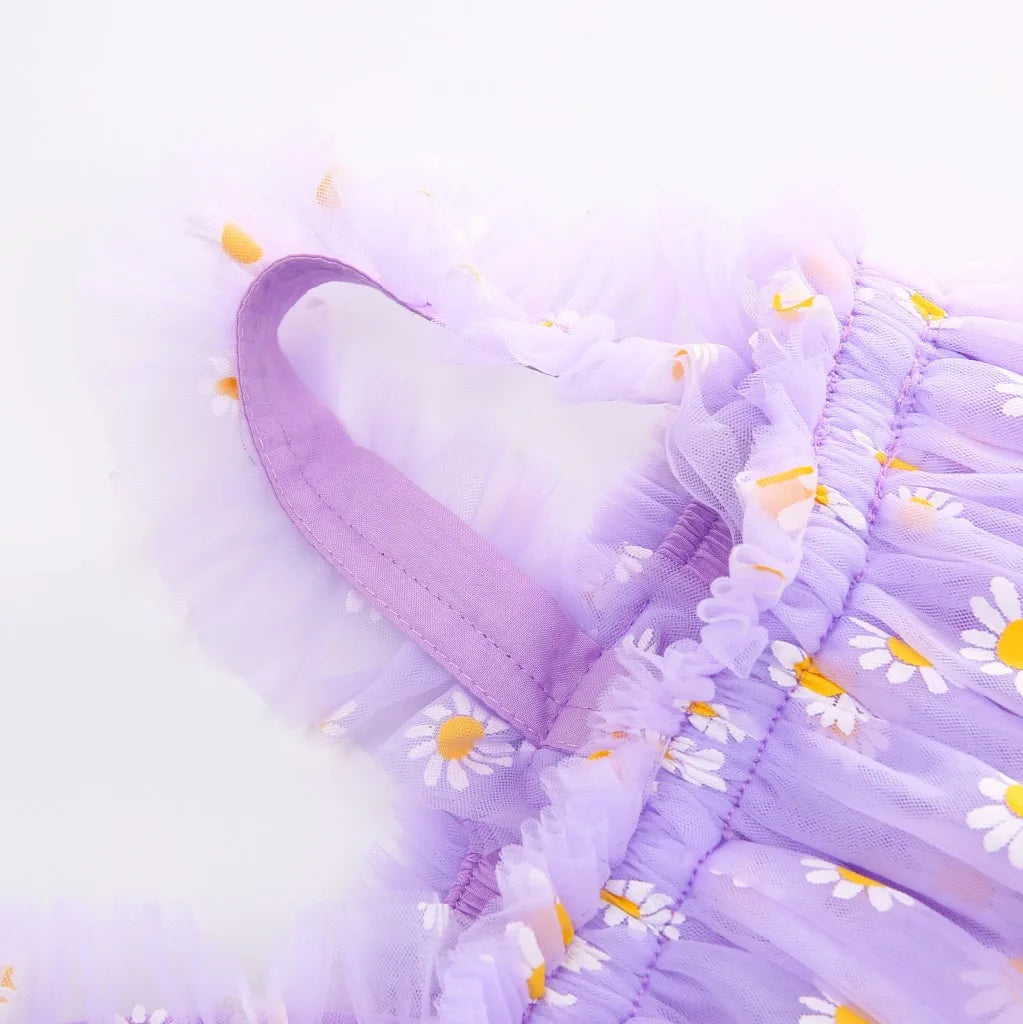 2025 New Baby Girl Clothes Multi Coloured Embroidered Floral Mesh Camisole Cute Baby Girl Dress Party Princess Fluffy Dresses