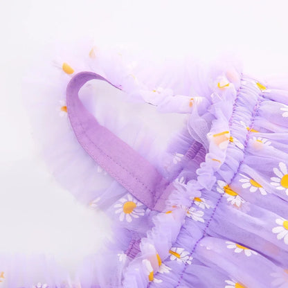 2025 New Baby Girl Clothes Multi Coloured Embroidered Floral Mesh Camisole Cute Baby Girl Dress Party Princess Fluffy Dresses