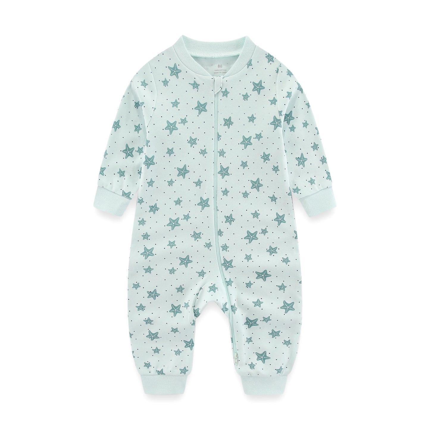 Newborn Baby 2-way Zipper Romper Cotton One-piece suit 0-24 Months Long Sleeve Newborn Baby Pajamas Comfortable Breathable