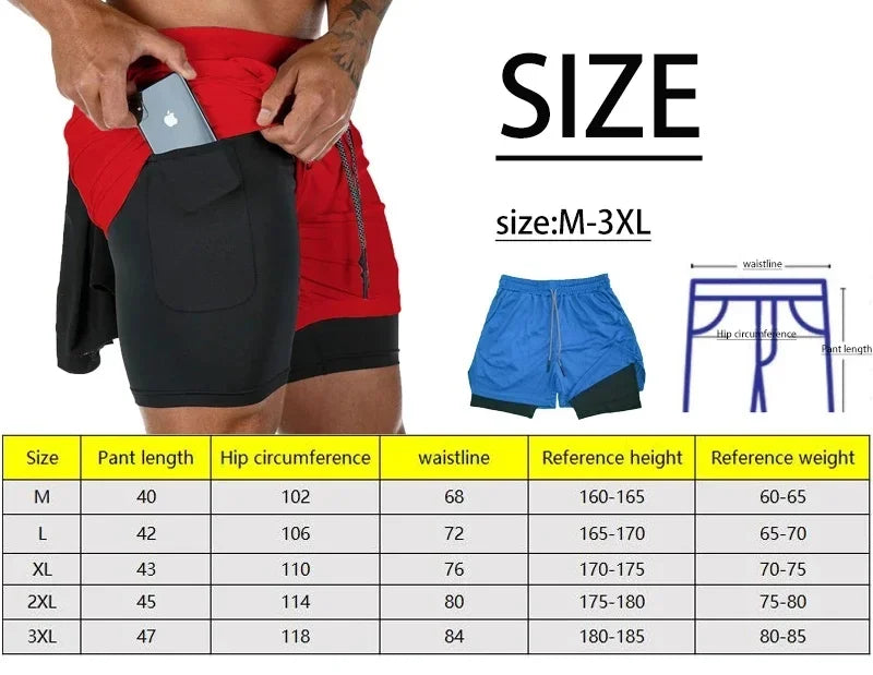 Berserk- Men's 2 in 1 Sports Shorts, Quick Dry Running Shorts, Gym & Fitness Training, Double Layer