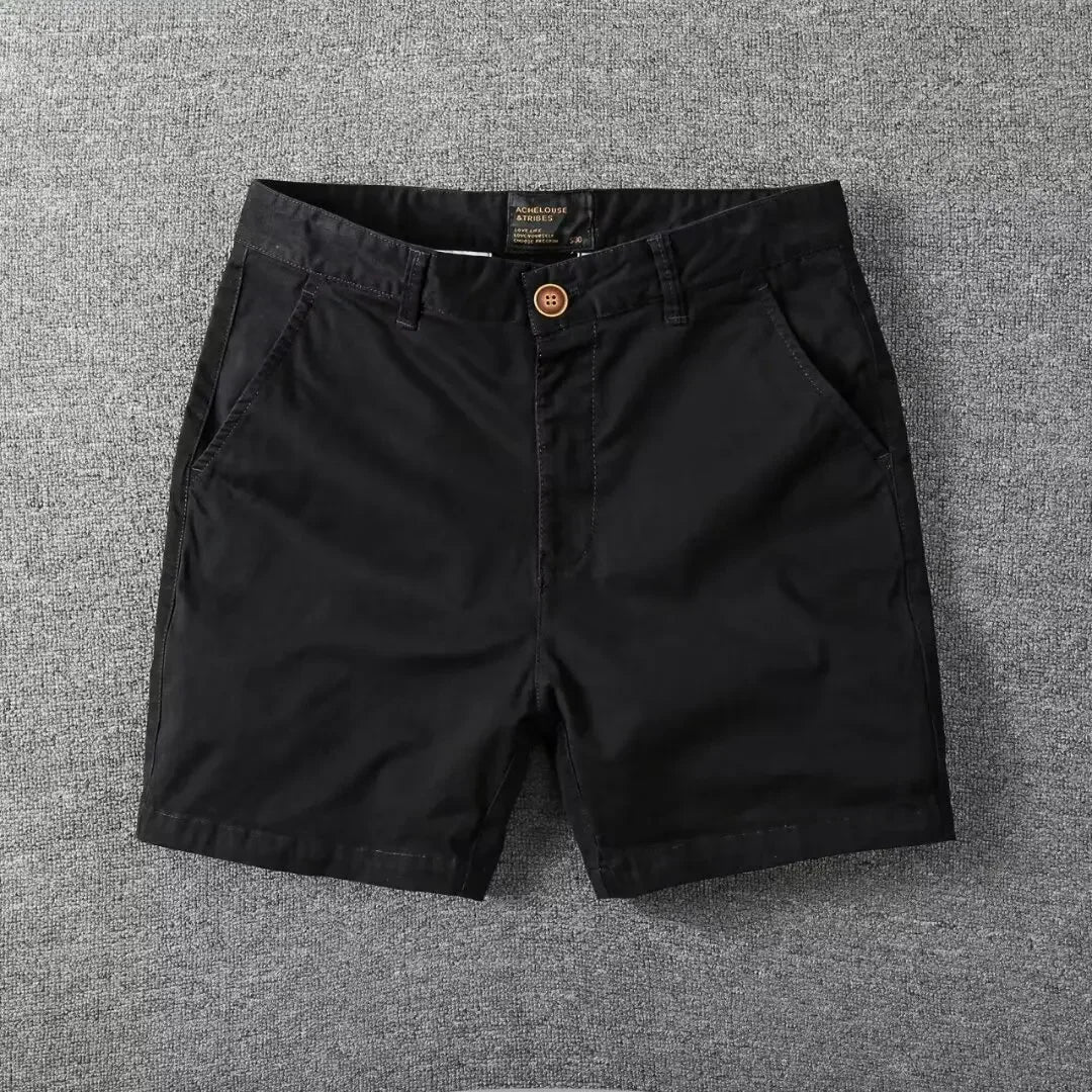 Men's Casual Cotton Shorts Summer Solid Color Slim Fit Loose Fit Thin Three-quarter Length Pants  Workwear