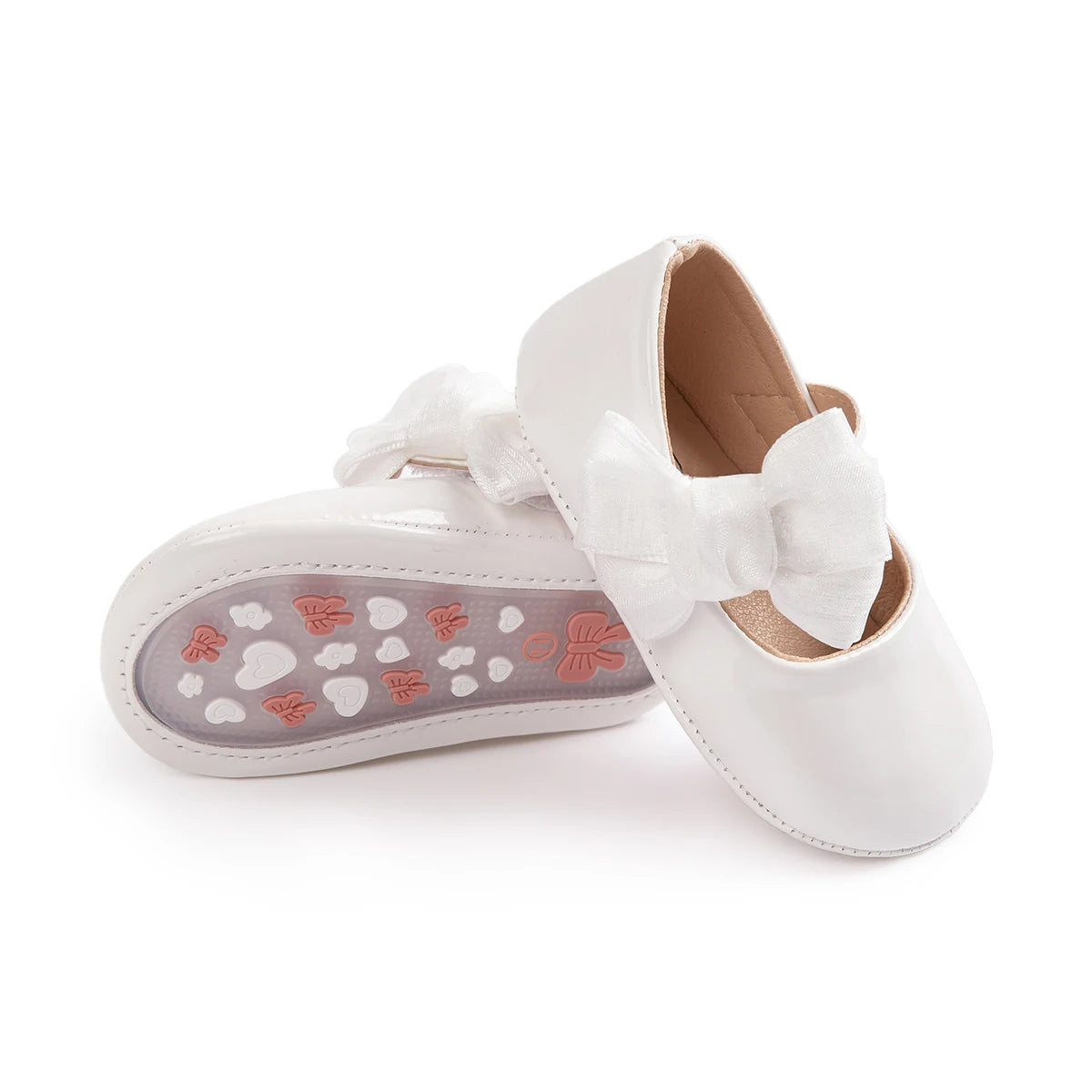 Newborn Baby Shoes Baby Boy Girl Shoes Girl Classic Bowknot Rubber Sole Anti-slip PU Dress Shoes First Walker Toddler Crib Shoes