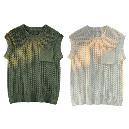 Chic Sweater Vest Knitwear Men Sweater Vest Loose Anti-pilling Pullover Winter Sweater Vest  Keep Warm