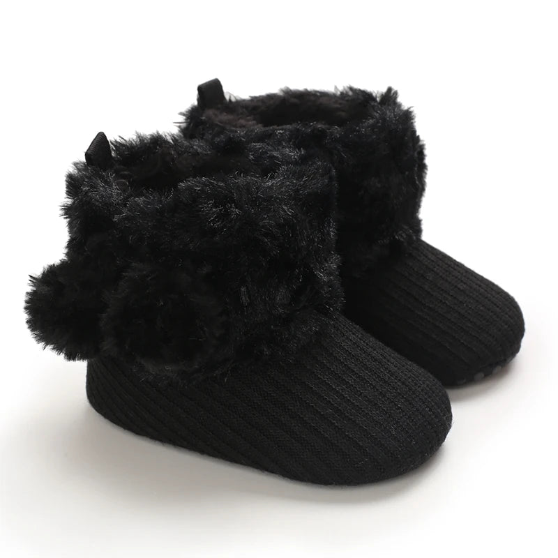 Autumn and Winter Baby Plush Thick Warm Cotton Shoes 0-18 Months Soft Soled Comfortable Non Slip Boots