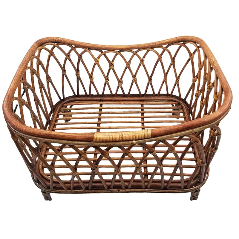 Baby Cribs Newborn Photography Props Bed Storage Basket Doll Bed Chair Rattan Furniture for Newborns Babe Posing Props