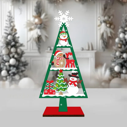 Holiday Wooden Decoration Compact Wooden Christmas Tree Wooden Tabletop Christmas Tree Christmas Party Ornament For Shelf Table