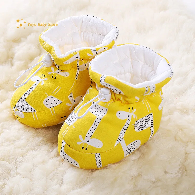 Newborn Baby Shoes for Boys Girls Winter Warm Thicken Plush Toddler Shoes Soft Sole Kids Short Booties Infant First Walker