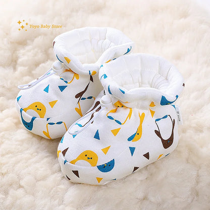 Newborn Baby Shoes for Boys Girls Winter Warm Thicken Plush Toddler Shoes Soft Sole Kids Short Booties Infant First Walker