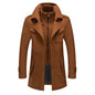 2026 Men's Woolen Coat Middle-aged Double Collar Autumn And Winter Warm Fashion Slim-fitting Woolen Men's Coat Pocket