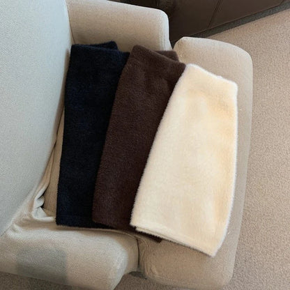 Autumn Winter Cute Mini Skirt Women Furry Soft Vintage High Waist A Line Skirt Korean Fashion Sweet All Match Hip Wrap Skirt New