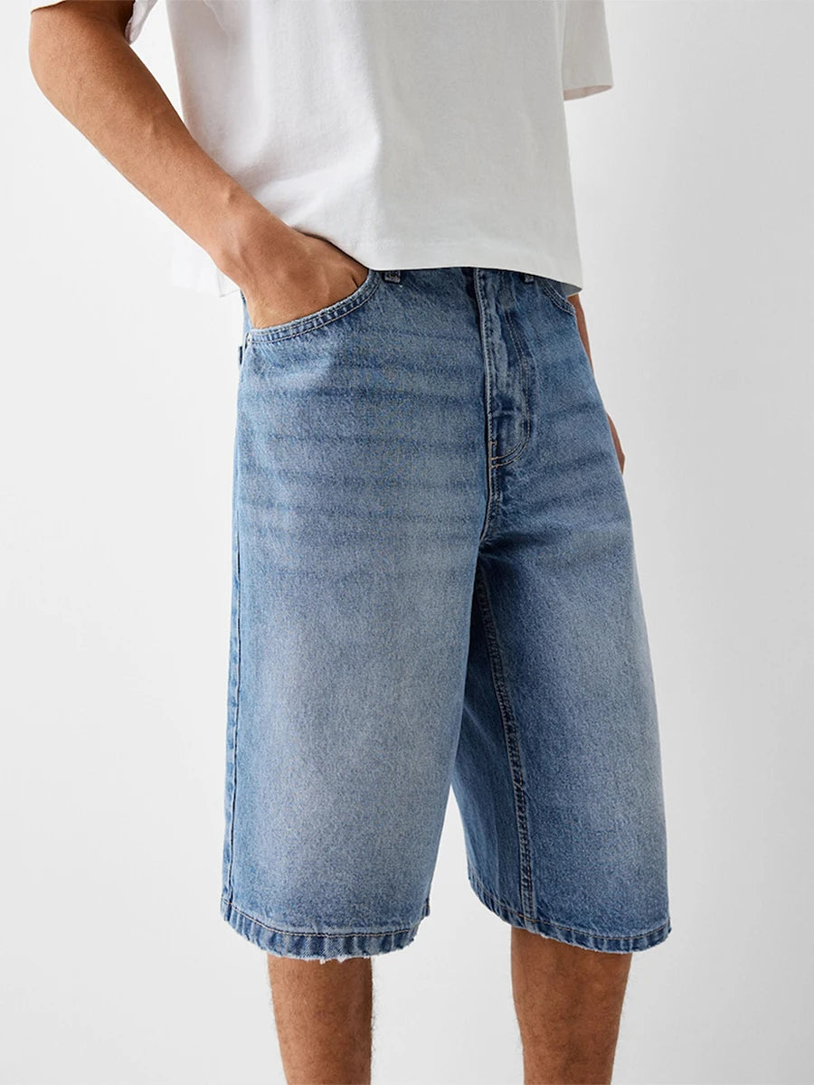 Men Denim Shorts Zipper Button Closure Summer Casual Shorts with Pockets Male Trendy Fashion Short Jeans for Streetwear Y2K 00s