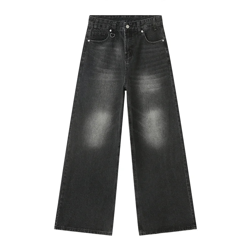 LUZHEN Old Male Pants Autumn Blue Washed Men Denim Jeans Straight Casual Men wear Loose Wide Leg Trousers 2026 New Fashion 9C354