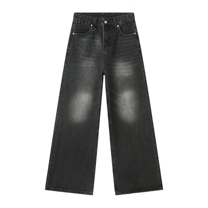 LUZHEN Old Male Pants Autumn Blue Washed Men Denim Jeans Straight Casual Men wear Loose Wide Leg Trousers 2026 New Fashion 9C354