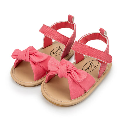 KIDSUN Summer Baby Beach Sandals Bow-knot Rubber Sole Anti-Slip Newborn Princess Toddler Crib First Walkers Baby Girls Shoes