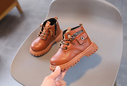 Spring Autumn Children Ankle Boots Classic Simple Black Boots for Girl Fashion Causal Kids Boots for Boys Leather Versatile Soft