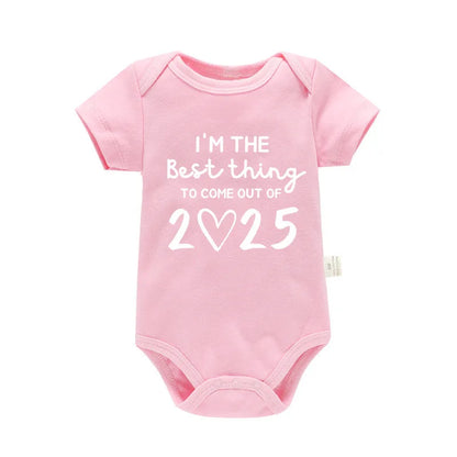 I'm the Best Thing 2025 Newborn Baby Clothes White Cotton Summer Bodysuits for Infants Short Sleeve Boys Girls Romper