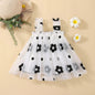 2025 New Baby Girl Clothes Multi Coloured Embroidered Floral Mesh Camisole Cute Baby Girl Dress Party Princess Fluffy Dresses