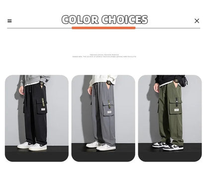 2025 Cargo Pants Men Straight Fit Wide Leg Fleece Lined Trouser Male Winter Fashion Loose Baggy Large Plus Size Warm Streetwear