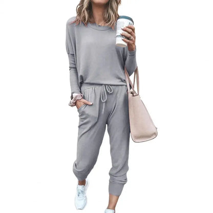 Women Autumn Casual Tracksuits 2026 Solid Color Loose Pullover Hoodies Two Piece Set Female Long Sleeve Tops Pants Sportswear