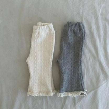 Autumn New Girls Lace Leggings Infant Trousers Cotton Cute Baby Girl Flared Pants Toddler Elastic Pants Kids Casual Pants