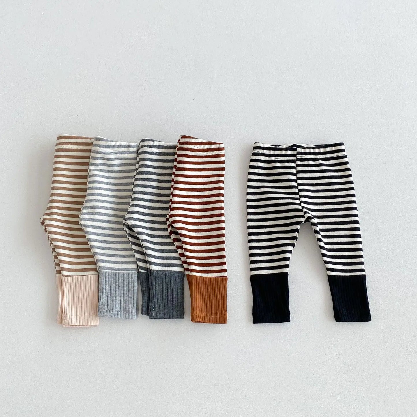 2025 Autumn New Baby Leggings Cotton Girls Striped Patchwork Leggings Infant Stretch Pants Toddler Trousers Boys Clothes