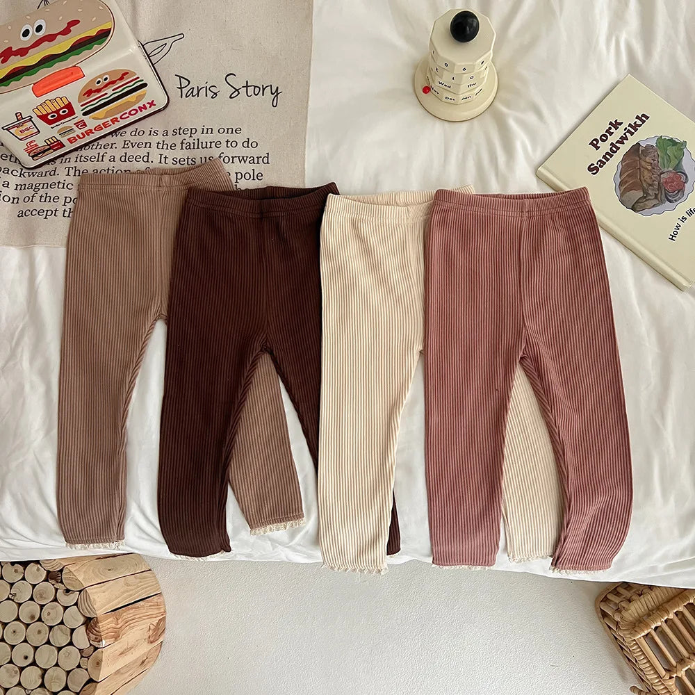 Baby Girl's Skinny Elastic Leggings Infant Trousers Toddler Basic Outwear Pants For 0-3Y