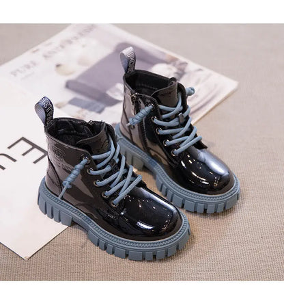 Fashion Kids Boots Girls British Style Children's Ankle Boots Autumn Winter Warm Waterproof Boys Boots 3-15 Years Old Snow Boots