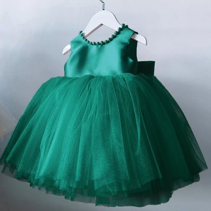 Toddler Baby Girls Summer Big Bow Baptism Dresses for Birthday Party Wedding Dress Children Costumes Princess Fluffy Prom Gown