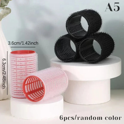 6pcs Hair Rollers Heatless Hair Curlers No Heat Hair Bangs Volume Self-adhesive Hook Curlers DIY Styling Tools & Accessories